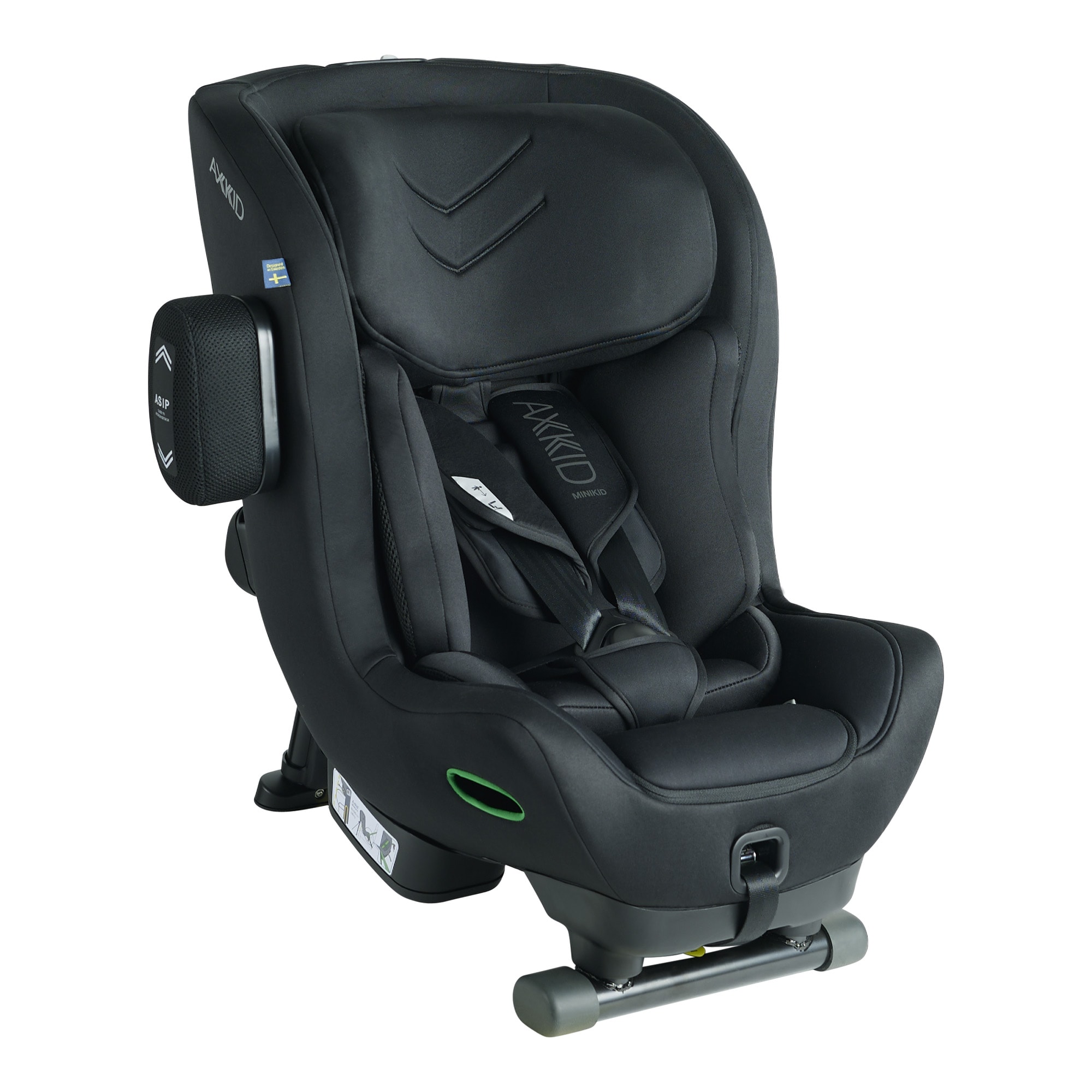 Bilbarnstol Axkid Minikid 4 är en säker och rymlig bilbarnstol med omfattande smarta funktioner och designad med ett svenskt säkerhetstänk. Med upp till 30 cm benutrymme, dynamisk nackstödsteknologi och installation med bilens bälte på alla passagerarplat