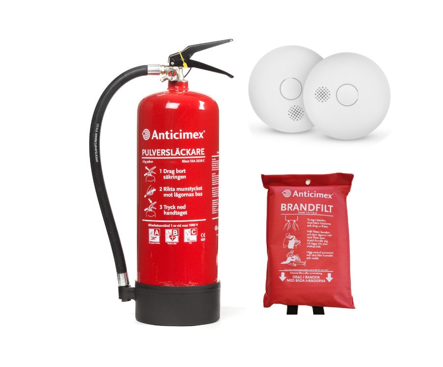 Brandpaket innehåller speciellt framtagna brandskyddsprodukter för ditt hem. I paketet ingår brandsläckare, brandfilt och brandvarnare. Det går att välja färg , Röd, Vit eller Svart. Går även att välja om man vill köpa ett paket med en eller två brandvarn - 2