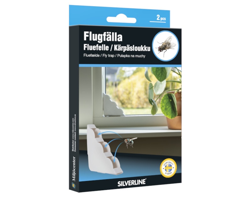 Flugfälla Diskret är en effektiv fönsterfälla för bekämpning av flugor och andra flygande insekter. Limskivan är dold i fällan så man slipper se fångade insekter.