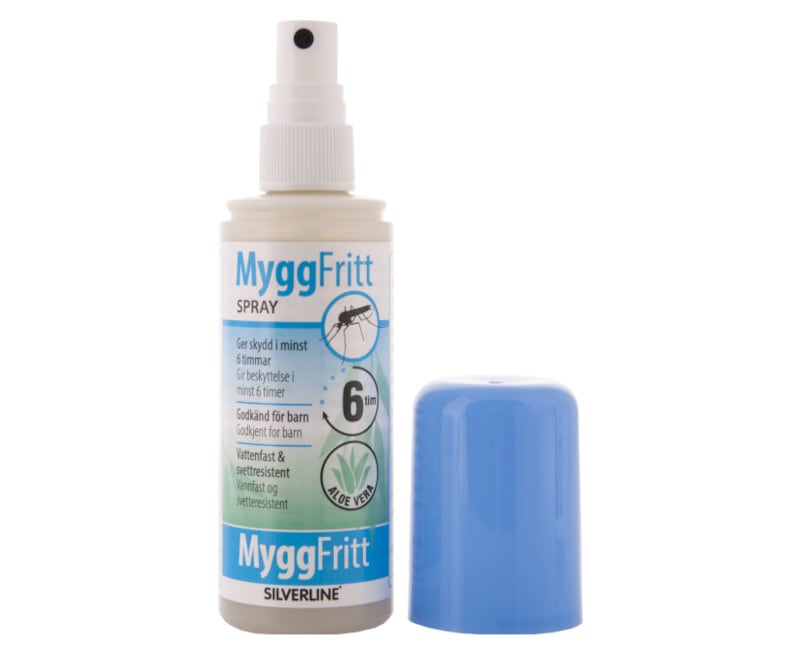 Myggspray från Silverline som är baserad på växtbaserad citroneukalyptusolja