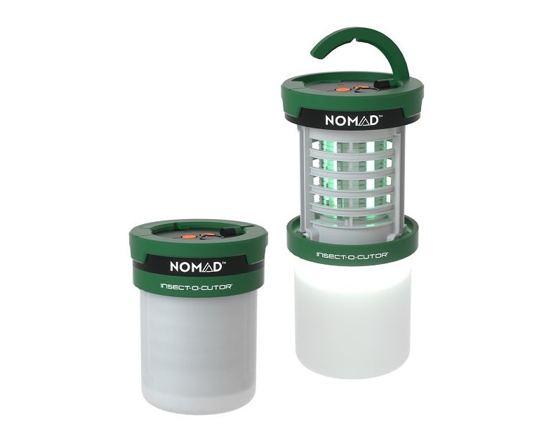 Insektsfångaren Nomad är utrustad med både grönt- och blått UV-ljus vilket attraherar en mängd olika flygande insekter. Nomads hopfällbara kompakta design gör den enkelt att ta med på camping, till sommarstugan eller trädgården