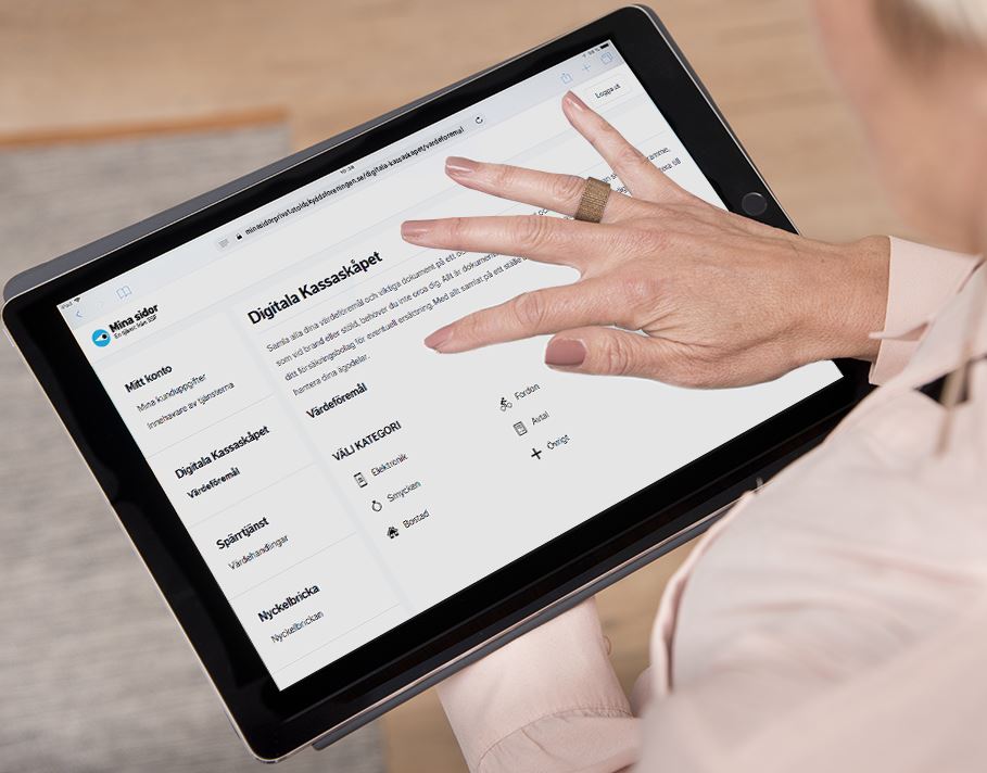 Med SSF Digitala kassaskåp kan du enkelt registrera, fotografera och samla hemmets alla värdesaker och viktiga dokument i ett digitalt inventarieregister. Du skapar enkelt ett konto med hjälp av Bank-ID.